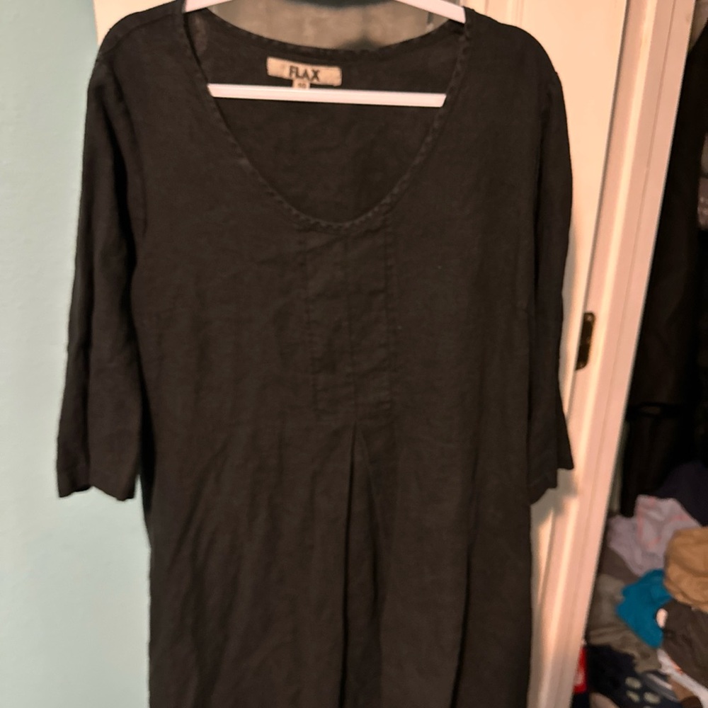 Flax Black Linen Tunic